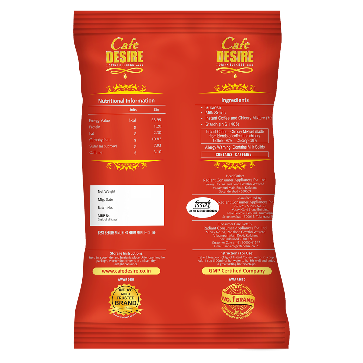 INSTANT COFFEE PREMIX - Red Range - 1Kg