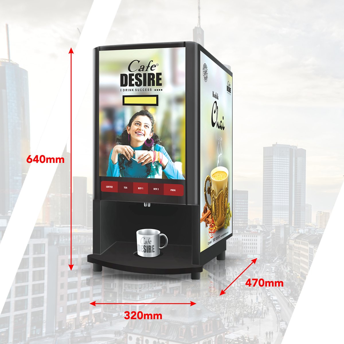 Coffee and Tea Vending Machine 4 Lane